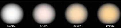 Figure 6. White LEDs with different colour temperature.